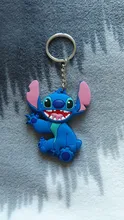 Anime Stitch llavero figura PVC dibujo animado anillo 3D doble lado clave cadena lindo anillo clave titular regalo de mochila Decoración