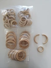 Anillo de madera con cuentas de dentición para niños, artesanías para hacer joyería en 10 tamaños, bricolaje, natural, 5/10/20/50 uds.