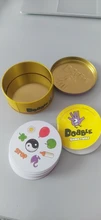Dobble Spot It-caja de juguete de hierro para niños, juguete de mesa con 55 tarjetas, deportes divertidos, animales familiares Jr Hip, regalo para vacaciones, Camping, caja de regalo de lata 123