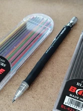 Lápiz mecánico de repuesto grueso 2,0, recargas de 12 colores opcionales, lápiz negro 2B, ala de plomo y papelería de escritura