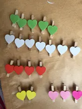 20 Uds Mini romántico amorosa forma de corazón Clips de madera artesanía fotos papeles ropa clavijas casa despedida de soltera decoraciones