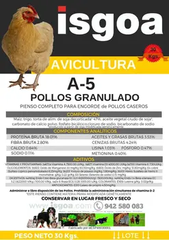 

Pienso Pollos Granulado. Saco 10 kg. Isgoa