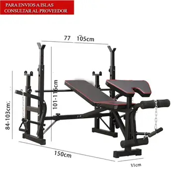 Multistation with RACK and reclining ABDOMINAL bench with support for training dumbbell dumbbells, PRESS BANCA MULTIFUCION
Multistation with RACK and reclining ABDOMINAL bench with support for training dumbbell dumbbells, PRESS BANCA MULTIFUCION