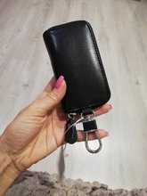 LLavero de cuero dividido de vaca para hombre y mujer, bolsa organizadora para llaves de coche, billetera pequeña multifuncional, Mini monedero