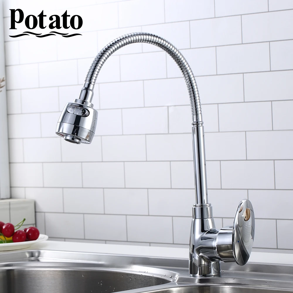 Potato Universal Solid Kitchen Mixer Cold and Hot flexible Kitchen Tap Single lever Hole Water Tap Kitchen Faucets P5812 
Potato Universal Solid Kitchen Mixer Cold and Hot flexible Kitchen Tap Single lever Hole Water Tap Kitchen Faucets P5812