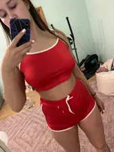 Conjunto de 2 piezas de verano para mujer, Top corto y pantalones cortos ajustados, conjunto deportivo corto