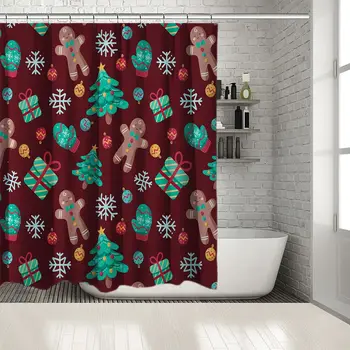 Gifts, Trees, Snowflakes, Cookies, Balls Christmas Celebration Theme Artwork Brown Green Red Yellow Shower Curtain
Gifts, Trees, Snowflakes, Cookies, Balls Christmas Celebration Theme Artwork Brown Green Red Yellow Shower Curtain