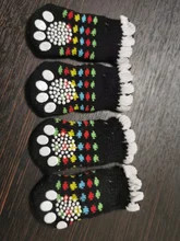 4 Uds. De zapatos de perro cachorro cálido calcetines para mascotas acrílicos suaves, Calcetines antideslizantes de dibujos animados para perros pequeños y medianos, producto para mascotas S/M/L