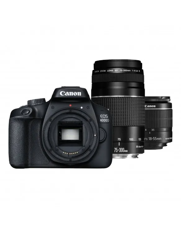 Wi-Fi камера Canon EOS 4000D T100 DSLR с объективом 18-55 мм и объективом Canon EF 75-300 мм F/4-5.6 III
Wi-Fi камера Canon EOS 4000D T100 DSLR с объективом 18-55 мм и объективом Canon EF 75-300 мм F/4-5.6 III