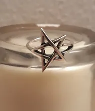 Retro tailandés Color plateado pentagrama estrella anillo ajustable para mujeres de moda regalo de fiesta, joyería S-R284
