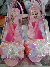 Zapatos de fiesta para niñas, sandalias de princesa de cuero, cristales brillantes, diamantes de imitación, nudo, Elsa, regalo de Navidad