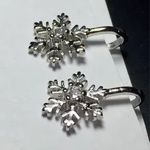 Pendientes de Clip de copos de nieve de estilo coreano para mujer, pendientes sin Piercing de cristal, joyería de moda 2020, pendiente sin orificio de oreja