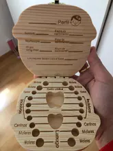 Caja de dientes organizadora de madera para bebés, almacenaje de dientes, en español, inglés y ruso, recuerdo de regalo para el cordón umbilical
