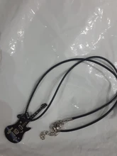 Collar de guitarra de acero inoxidable 316L para hombre, cadena de cuero, colgantes