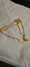 Collar de Rosario, collar con colgante de cruz de Jesucristo, cadena larga de cuentas de aleación para hombres y mujeres, joyería de moda cristiana de la Virgen María