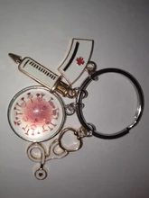 ¿La enfermera nueva jeringa médica estetoscopio llavero de imagen de Día de Acción de Gracias regalo llavero adecuado para las enfermeras y los médicos?
