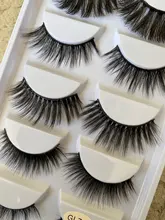 Pestañas postizas de visón suave 3D, 5 pares con pegamento, Estilos mixtos, visón largo Natural, hechas a mano, maquillaje de pestañas completo