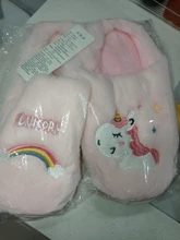 Zapatillas de unicornio de invierno para niños pequeños, chanclas de niña, zapatos de interior de algodón, pantuflas cálidas y esponjosas