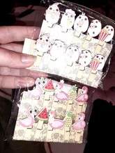 1 paquete hermoso Cactus flamencos unicornio Navidad estilo Clip para papel de madera marcador para el álbum con cuerda de papelería