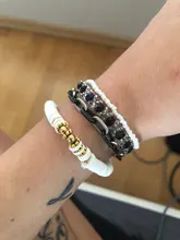 Pulsera de cuentas de disco de arcilla polimérica reciclable para mujer, brazalete minimalista hecho a mano, joyería