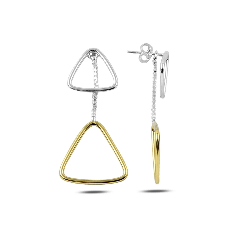Silver 925 Sterling Gold Plated Dangle Triangle Earrings
Silver 925 Sterling Gold Plated Dangle Triangle Earrings