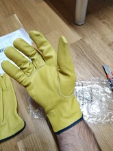 OZERO-guantes de trabajo de cuero de vaca para hombre, guantes de soldadura de trabajo, protectores de seguridad para jardín, deportes, MOTO, resistentes al desgaste, 1008