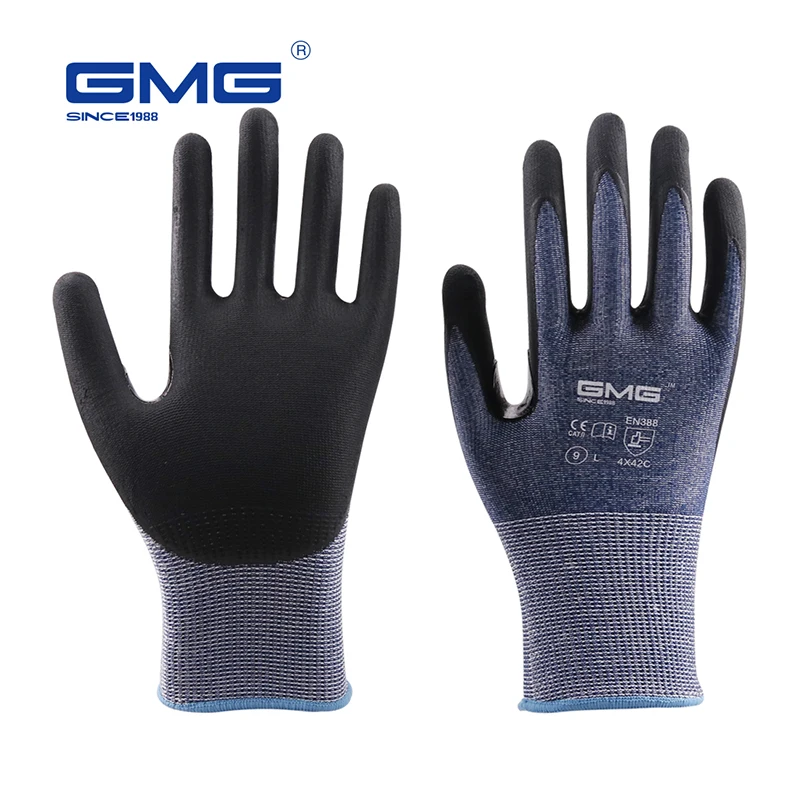 12 пар тонкие мягкие перчатки с защитой от порезов уровень 5 GMG Blue HPPE