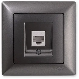 PnpnElectrıc Gns Visage Ambiance Metallic Smoked Gray Single Data Socket (RJ45 Cat6)