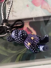 Artesanía de bricolaje hecha a mano, diamantes de imitación, borlas Bomgom, dibujos animados, Popobe, dorado, llavero de oso, bolsa bonita, soporte para dijes, llavero de resina de dibujos animados