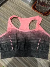 THUNSHION alto estiramiento transpirable deportes sujetador Top Fitness mujeres acolchado Sport Bra para Running Yoga Gym Seamless sujetador gradiente