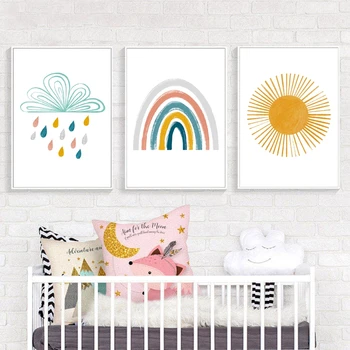 Rainbow Sunshine Cloud Boho Nursery Wall Art Canvas Painting Nordic Posters and Prints Wall Pictures Baby Kids Room Decor
Rainbow Sunshine Cloud Boho Nursery Wall Art Canvas Painting Nordic Posters and Prints Wall Pictures Baby Kids Room Decor
