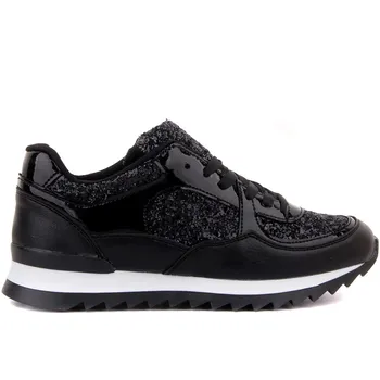 

Moxee-Black Color Sequin Lace-Up Women 'S Sneaker