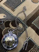 Steampunk mecánica reloj De bolsillo colgante cadena esqueleto transparente hueco De Metal bolsillo Vintage reloj hombres reloj De Bolso