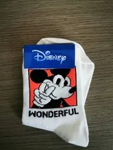 Disney-Calcetines transpirables con diseño de expresión de Mickey para mujer, medias de color sólido, para adulto, fresco y divertido, 1 par