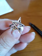 Retro tailandés Color plateado pentagrama estrella anillo ajustable para mujeres de moda regalo de fiesta, joyería S-R284