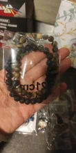 Conjunto de 2 pulseras de Lava y Ojo de Tigre con piedra Natural para Hombre y mujer, joyería clásica