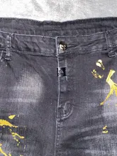 Otoño Invierno nuevo andrajosos Slim de los hombres PP lavado, rasgado Jeans negro pintura Splash estiramiento apretado de moda de hombre Pantalones