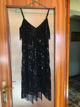 Vestido Vintage del gran Gatsby para mujer, vestido de lentejuelas de fiesta Vintage de los años 1920, camisola Sexy con cuello en V, vestido de flecos dorados, trajes de Flapper