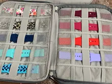 Caja organizadora de relojes de viaje con 18 ranuras para Apple Watch, caja de almacenamiento de correa de reloj, doble capa