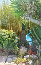 Goodeco de pie de Metal azul grúa jardín estatua-Interior/al aire libre Heron escultura de Animal para jardín para casa jardín Patio trasero Por