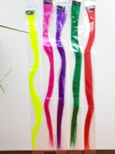 LUPU-extensiones de cabello sintético para mujer, pelo largo liso con arcoíris resaltado, un Clip en una pieza, rosa, púrpura y rojo