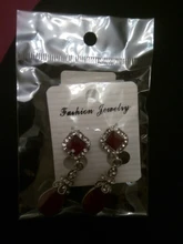 HOMOD-pendientes largos de cristal para mujer, aretes, Clips, Color negro, plateado, Vintage, a la moda, No perforados, Rojo