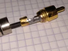 Adaptador de Audio y vídeo para Cable Coaxial, conector macho a macho, sin soldadura, color negro, rojo, RCA, 4 Uds./1 ud.