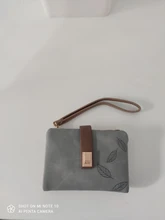 Cartera pequeña con hojas grabadas para mujer, monedero de marca, Cartera de piel sintética suave para mujer, tarjetero, Mini bolso de mano para chica