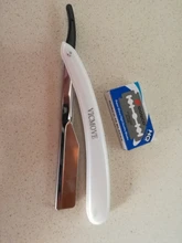 1 hombres recto borde para peluquería Razors plegable de afeitar cuchillo herramientas de depilación con 10 Uds cuchillas