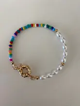 Pulseras coloridas cuentas de semillas para mujer, brazaletes bohemios de perlas ovaladas, joyería de playa, regalos de fiesta, L181