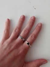 925 anillos de plata esterlina genuinos de 2 capas para mujer, anillos negros finos minimalistas de Gema circular, joyería tallada S925