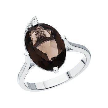 Silver ring with cubic zirconia and quartz smoky sunlight sample 925 
Silver ring with cubic zirconia and quartz smoky sunlight sample 925