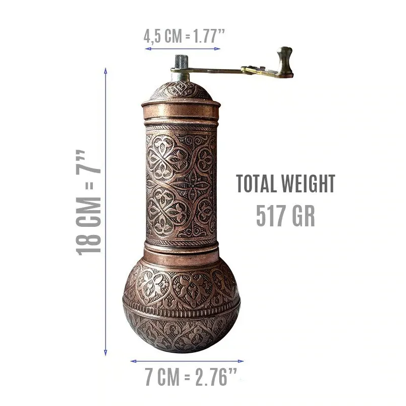 Made In TURKEY Manual Pepper Salt Mill Spice Coffee Grinder Burr Coffee Grinder for Aeropress, Espresso, English
Made In TURKEY Manual Pepper Salt Mill Spice Coffee Grinder Burr Coffee Grinder for Aeropress, Espresso, English