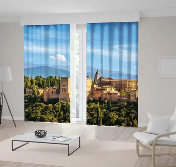 Curtain Aerial view of Alhambra Palace in Granada, spain with Sierra Nevada Mountains and Forest Sunny Day Blue Green Beige
Curtain Aerial view of Alhambra Palace in Granada, spain with Sierra Nevada Mountains and Forest Sunny Day Blue Green Beige